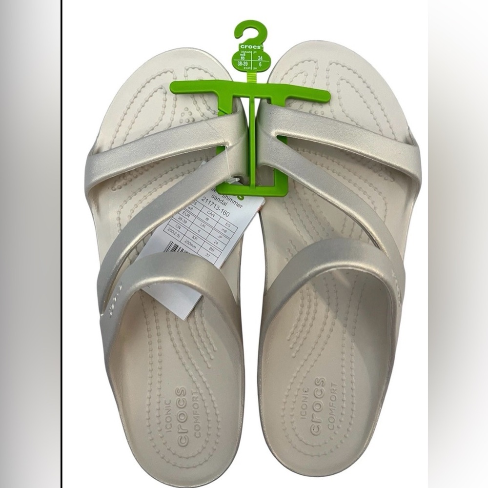 Crocs Womens Kadee II Sandals, Shimmer Stucco, 10 NEW